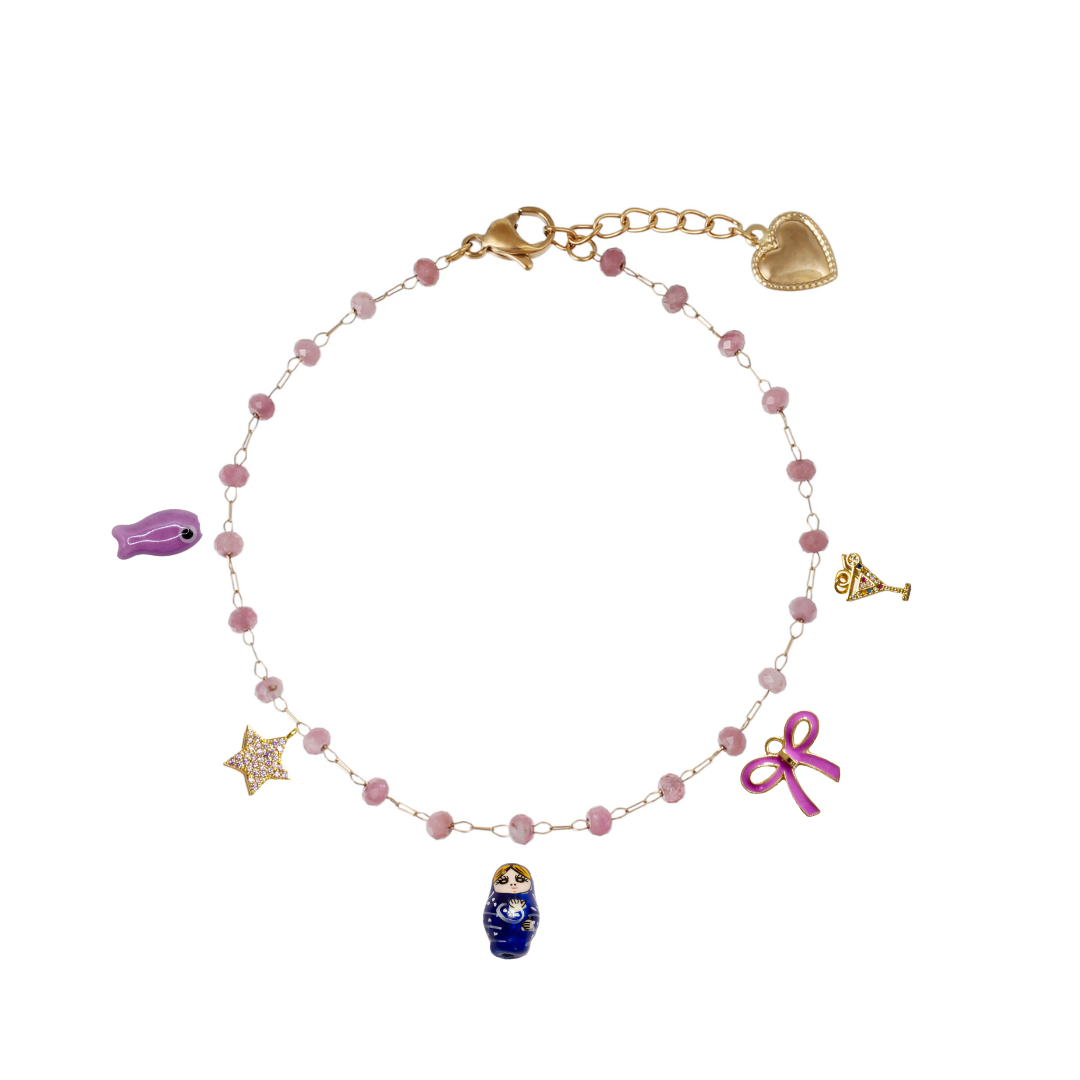 Bracelet | Chaîne Perlé Tourmaline Rose