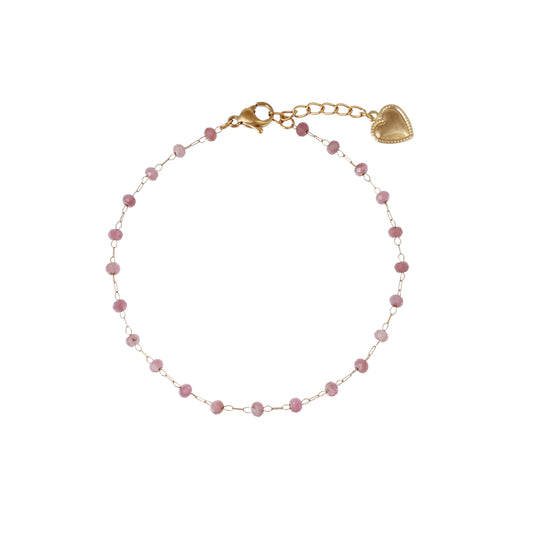 Bracelet | Chaîne Perlé Tourmaline Rose