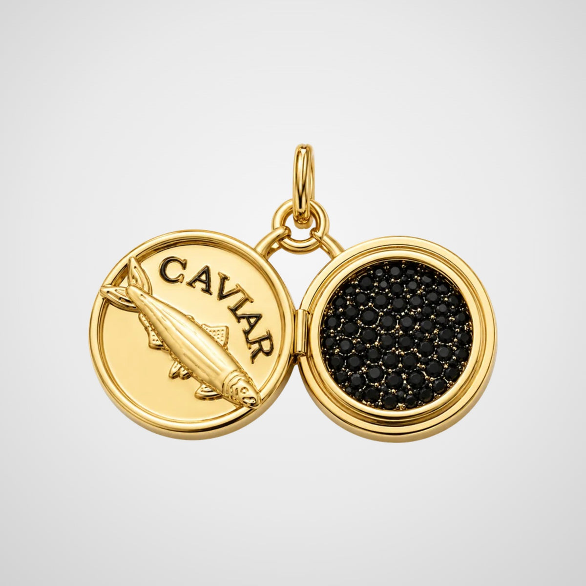 Charm médaillon caviar doré De Nada Paris
