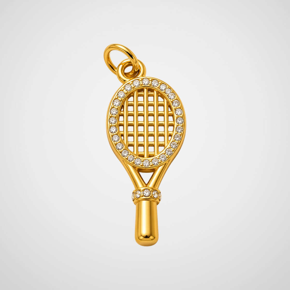 Charm raquette de tennis dorée sertie de strass De Nada Paris