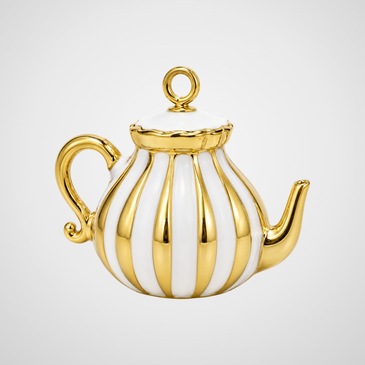 Charm théière émaillée blanche et dorée De Nada Paris